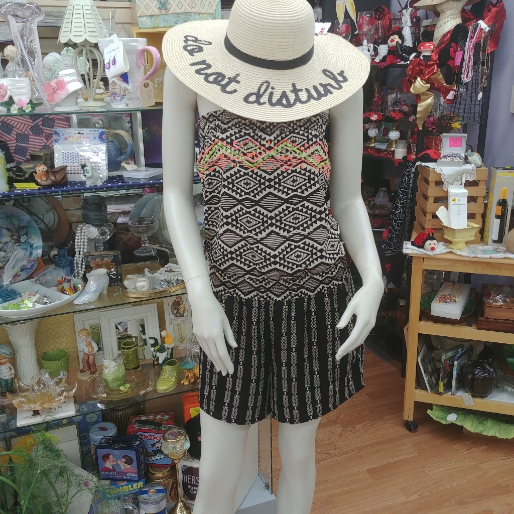 Black White Sequin Front Strapless Tube Top Romper